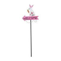 Welcome Sign Yard Stake Fun Animal Designs Garden Stake Cute Bunny Frog Welcome Sign with Stake for Outdoor Front Yard Lawn Rabbit