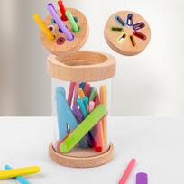 2 In 1 Color Sorting Game Multicolored Sticks Toys Color Classification Cup With Transparent Acrylic Cup Body 2 Cup Lids