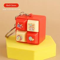 Cartoon Fidget Keychain Squeeze Toy DIY Keyboard Keycap Music Button Pass Time Stress Relief Finger Toy Portable Four Keys Pinch raudona