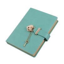 Sketchbook Notebook with Heart Lock PU Leather B6 Notebook Portable Drawing Book  Students žalia
