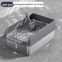 Stainless Steel Extra Large Open Cat Litter Box with High Walls and Anti-Splash Design Litter Mat [Single]