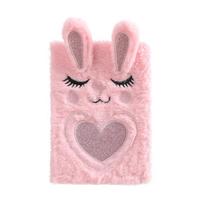 Pink Heart Plush Rabbit A5 Journal: Cute Cartoon Notebook & Student Diary A5 rožinio triušio spalva