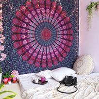 Tapestry Mandala Pink 75x100 juoda