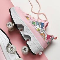 3-6Y Transforming 4-Wheel Roller Skates: Walk & Skate Ice Skates for Girls Size 39
