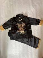 Children's Tang Suit Long-Sleeve Jacket Kung Fu Costume with Dragon Design in Red 80cm (Size 2)
