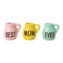Ceramic Miniature Jug Set Decorative Kitchen Magnets 3 Pieces with Lettering for Refrigerator or Magnetic Surfaces One Size