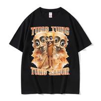 Tung Tung Tung Sahur Funny Baseball Bat Meme T Shirt Unisex Vintage Humor Short Sleeve T-shirts Men Oversized Pure Cotton Tshirt S įvairiaspalvis