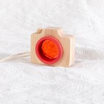 Interesting Wooden Prism Lens Toy Colorful Mini Camera Rainbow Wooden Toy Bee Eye Effect Montessori Toy Children Play raudona