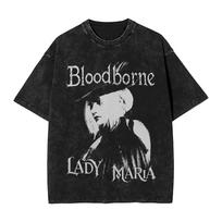 Bloodborne Video Game Graphic Print Tshirt Unisex Women Vintage Washed Cotton Harajuku Streetwear Fashion Oversized Summer New Tee S