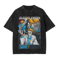 Washed T Shirt NNanami Kento Anime JJK Nanamin Hip Hop Retro TShirt High Street JJujutsu KKaisen Streetwear Tees Unisex Women S