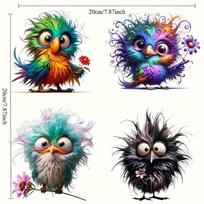 4in1 Cute Bird Creative Glass Window Decorative Stickers for Windows Glass Wall Mirror Festival Home Decoration Vinyl Decals