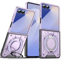 Samsung ZFlip7 Foldable Galaxy Z Flip 6 Protective Case - Drop-proof & Stand Function, European & American Style Fold 7 violetinė