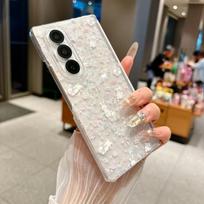 Compatible Samsung Z Fold 6 Transparent Glitter Women's Phone Case - Full Coverage, Drop-Proof, Foldable Screen Protection Samsung Galaxy Z Fold 5 gėlėtriušis spalva