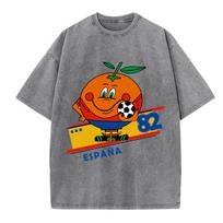 Naranjito Ispanija Ispanija Talismanas Futbolas Vintažiniai skalbti marškinėliai Vyrai Moterys Drabužiai Mada Trumpomis rankovėmis T-shirt Gatvės stilius S
