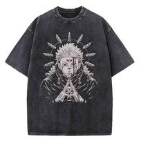 Vintage Washed Mens Tshirt Jujutsu Kaisen Zenin Maki Anime Print Women Graphic  New Summer Yk Streetwear Cotton XL