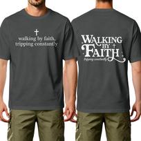 Men's Casual Graphic T-Shirt Walking by Faith Tripping Constantly Printed Crew Neck Short Sleeve Comfortable Fit Fashion M