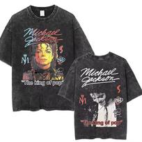Skalbti vintažiniai Michael Jackson King of Pop grafiniai marškinėliai vyrams moterims mada retro roko marškinėliai vyrams punkoversize marškinėliai XL