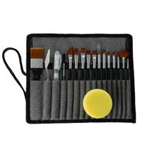 Paint Brush Set Watercolor Acrylic Art Nylon Brushes with Storage Bag Travel Paintbrush Set with Flat Fan Round Bristles pilka
