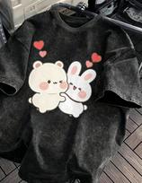 Panda Bubu Dudu Vintage Tshirt Cartoon Womens Tshirt Cute Animal Harajuku Style Summer Short Sleeved Round Neck S
