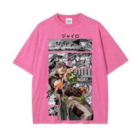 Japanese Anime JoJo's Bizarre Adventure T Shirt Y2k Washed T-shirt Summer Short Sleeve Cotton O-Neck Tee Top Men Unisex Clothing S
