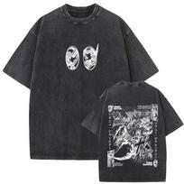 Washed Vintage Anime Jojos Bizarre Adventure Tshirt Risotto Nero Graphic T Shirt Men Women Casual Cotton Oversized Tshirts S