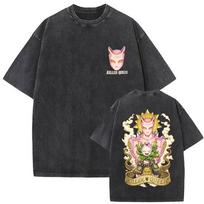 Anime JoJo Bizarre Adventure Yoshikage Kira Vintage Washed T Shirts Men Women Clothing Manga Casual Cotton Short Sleeve Tshirt S