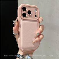 iPhone 17 Pro Max Leather Texture Air Cushion Anti-Fall Solid Color Protective Case for iPhone 16 iPhone 17
