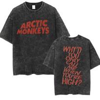 Retro Rock Arctic Monkeys Music Album Graphic TShrit Men and Women Washed Oversized Short Sleeve T Shirt Yk Hip Hop Streetwear M