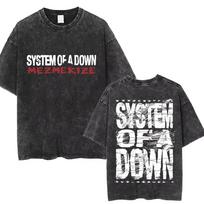 Rock Music System of A Down Washed Vintage Toxicity Music Album Cover Tshirts Men Women Top s Alternative Metal Ocollar Tees S