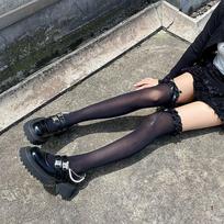 Women's Thigh High Stockings: Pure & Edgy Lolita Style with Sweet Lace Trim & Silicone Grip | Cute Bowknot JK Mid-Calf Socks One Size