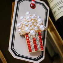 Vintage Style Popcorn Crystal Badges Brooch For Women Men Classic Exquisite Pin