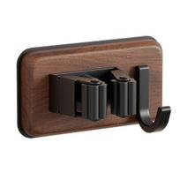 Mop And Broom Holder Heavy Duty Broom Storage Rack Wood Mop Organizer Self Adhesive Mop And Broom Hanging Rack for Bathroom Balcony Cleaning Tools 1pc