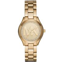 Michael Kors MK3477 Slim Runway Gold Dial Ladies Watch 33mm auksas