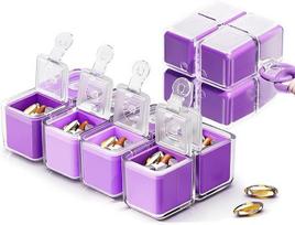 Cube Pill Box , 8 Compartments Per Week, Magnetic Closure, Removable And Washable