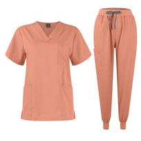 Women's Scrub Set V-Neck Top and Jogger Pants with Pockets, Comfortable and Durable Workwear XXL rožinė