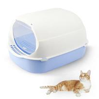 Cat Litter Box, Plastic Hooded High Walls, Kitten Potty Box, Pet Litter Pan, Toilet Accessories mėlyna