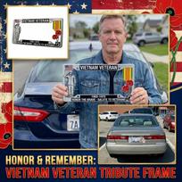 Vietnam Veteran License Plate Frame Metal Holder with Soldier and Poppy Design for Standard Car Plates 1955-1975 POW MIA Emblem Salute to Veterans One Size balta