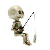 1/3 vnt Lauko sodas Helovino skeleto ornamentas Kūrybinis įėjimas į kiemą Kraštovaizdžio kūrimas Žvejybos skeletas Derva figūrėlė Balkono apdaila Skull