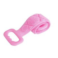 Luxurious Double Sided Back Scrubber Silicone Bath Shower Body Brush With Handle Strap 70cm rožinė