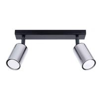 Spot Sufitowy Czarny Podłużny Podwójny Chromowane Klosze 2Xgu10 10W Winx Sl.1367 Sollux Lighting