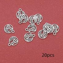 20 Lucky Talisman Chinese Character Pendant - Zinc Alloy Pendant - Fashion Accessories, Suitable for Making Necklaces, Bracelets 20pcs sidabras