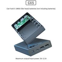 Pasidaryk pats nuimamas mobilus maitinimo korpusas 5*18650 Power Bank dėklas belaidžio įkroviklio korpusas CX5 juoda