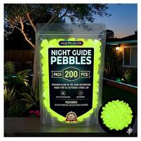 Waterproof Glowing Pebbles Resin Luminous Stepping Rocks  Outdoor Landscaping Decor Yellow-200pcs