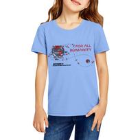 Children's Casual Short Sleeve T-Shirt Artemis II Space Mission Graphic Print Comfortable Fit Lightweight Fabric Suitable for Everyday Wear 130