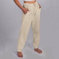 Women's Comfortable Fleece Sweatpants with Pockets, Adjustable Drawstring, Casual Lounge Pants for All Seasons L smėlis