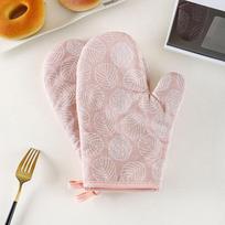 1Pair Thick Heat Resistant Gloves, Microwave Oven Gloves, Anti-scalding Printed Gloves Kitchen Baking Oven Gloves