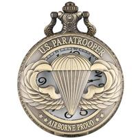 Features Airborne Badge Hollow Quartz Pocket Watch Gentleman's Necklace Pendant Clock Men's And Women's Jewelry Gifts bronza
