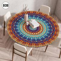 Mandala raštu apvalus stalo uždangalas, neplaunamas, atsparus vandeniui, aliejui, dulkėms, elastingas, bohemiškas staltiesė namų dekoravimui 70cm blue