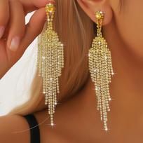 2pcs Elegant Chandelier Tassel Long Earrings Fashion Drop Dangle Earrings  for Women geltona