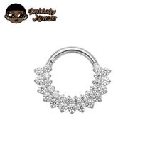 ASTM F136 Titano Clicker Septumo Nosies Žiedas Auskaras CZ Daith Ausies Lankelis Priekyje Atidaromas Vyriškas Segmentas Prabangūs Kūno Papuošalai Naujas 16G 1.2x8mm&Hoop&Nose Rings & Studs&Ears